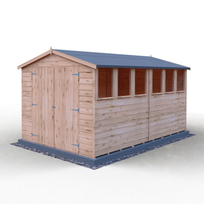 Shire Overlap 12X8 Double Door Shed With Windows