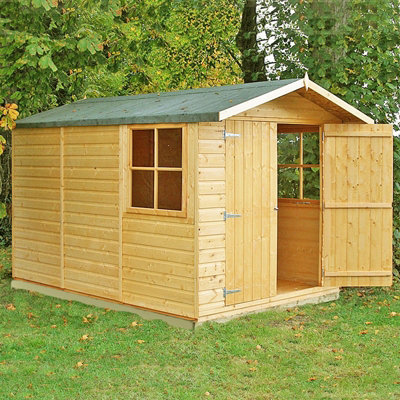 Shire Guernsey Double Doors Tongue And Groove Garden Shed Workshop Approx 7 X 10 Feet