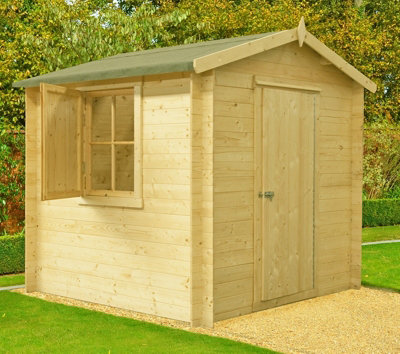 Shire Camelot Log Cabin Home Office Garden Room Approx 7 X 7 Feet