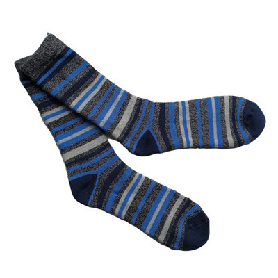 Mens Lightweight Thermal Insulated Striped Socks (Assorted Colours) - Image 3