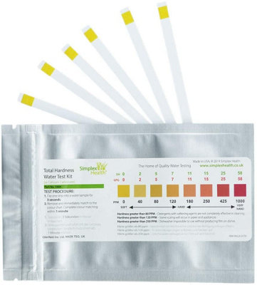 SimplexHealth Total Hardness Water Test Strips (10 Strips) 3 Second Testing With 0 To 1000Ppm Test Range from B&Q
