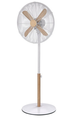 Russell Hobbs Scandi Pedestal Fan 16 Inch White And Wood Effect Rhmpf1601Wdw from B&Q