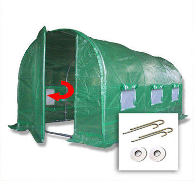 Crocodile Trading 4M X 2M + Ground Anchor Kit (13' X 7' Approx) Pro+ Green Poly Tunnel from B&Q