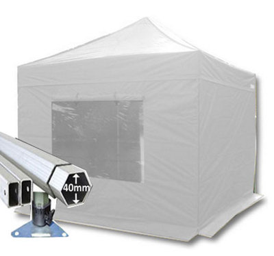 Crocodile Trading 3M X 3M Extreme 40 Commercial Instant Shelter Pop Up Gazebos FrameCanopy & SidesWhite from B&Q