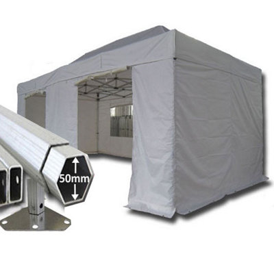 Crocodile Trading 3M X 6M Extreme 50 Commercial Instant Shelter Pop Up Gazebos FrameCanopy & SidesWhite from B&Q
