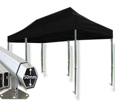 Crocodile Trading 3M X 6M Extreme 50 Commercial Instant Shelter Pop Up Gazebos Frame & CanopyBlack from B&Q