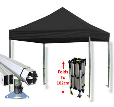 Crocodile Trading 3M X 3M Compact 40 Commercial Instant Shelter Pop Up Gazebos Frame & CanopyBlack from B&Q