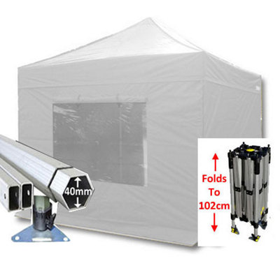 Crocodile Trading 3M X 3M Compact 40 Commercial Instant Shelter Pop Up Gazebos FrameCanopy & SidesWhite from B&Q
