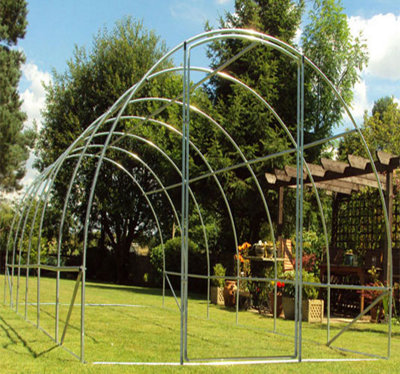Crocodile Trading 6M X 3M (20' X 10' Approx) Pro+ Polytunnel Greenhouse Frame Only from B&Q