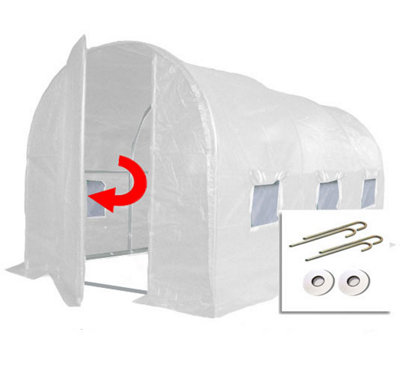 Crocodile Trading 4M X 2M + Ground Anchor Kit (13' X 7' Approx) Pro+ White Poly Tunnel from B&Q