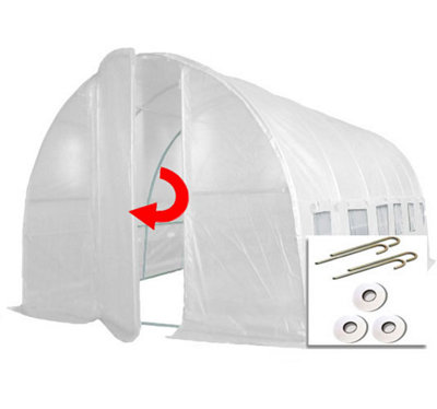 Crocodile Trading 6M X 3M + Ground Anchor Kit (20' X 10' Approx) Pro+ White Polytunnel Greenhouse from B&Q