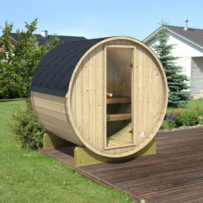 Inmedias Terrace Patio Sauna - 2 Person 2.05M X 1.6M - Outdoor Barrel Sauna With Glass Door