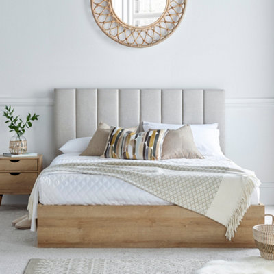 Time4sleep Unisex Light Oak Molle Wooden Ottoman Bed Frame Including Headboard - Bed Frame Only In | : Double - Image 3