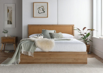 Time4sleep Unisex Light Oak Molle Wooden Ottoman Bed Frame Including Headboard - Bed Frame Only In | : King - Image 3