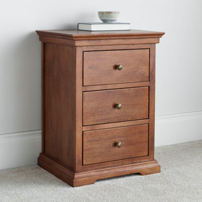 Toulon Mahogany 3 Drawer Bedside Table from B&Q