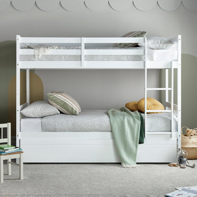 Essentials White Wooden Single 3Ft Bunk Bed Frame With Underbed Trundle from B&Q