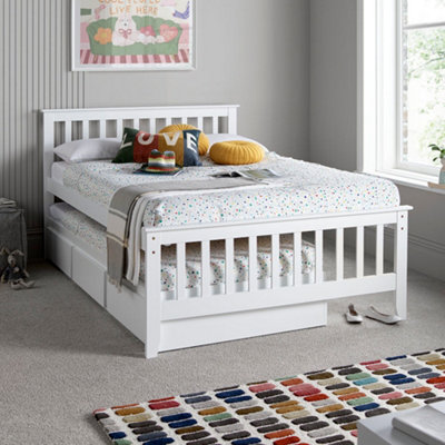  - Malvern White 3 Drawer Wooden Double Bed With Trundle