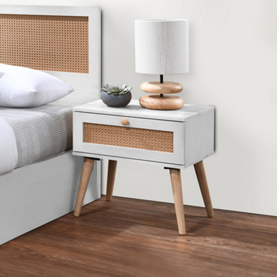 French Style Frances Rattan White Wooden 1 Drawer Bedside/nightstand from B&Q