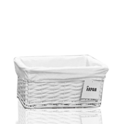 Arpan Small Wicker Gift Hamper Storage Basket With Cloth Lining White