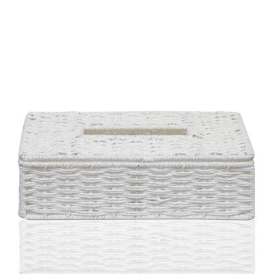 B&Q -  Eco-Friendly White Paper Rope Rectangular Tissue Holder BoxFor Hotel & Guest HousesOffice HomeBathroom