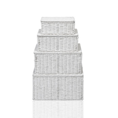 ARPAN Storage Hamper Basket Set Of 4 With Lid White from B&Q