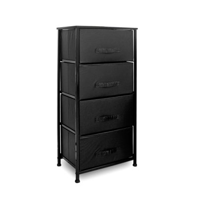 B&Q -  Drawers Storage Tower DresserWood TopSturdy Steel FrameOrganizer Unit For BedroomHallwayEntrywayClosets