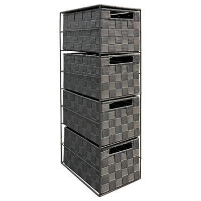 B&Q -  Grey 4 Drawer Storage Cabinet Unit Ideal For Home Office Bedroom Kitchen Bathroom