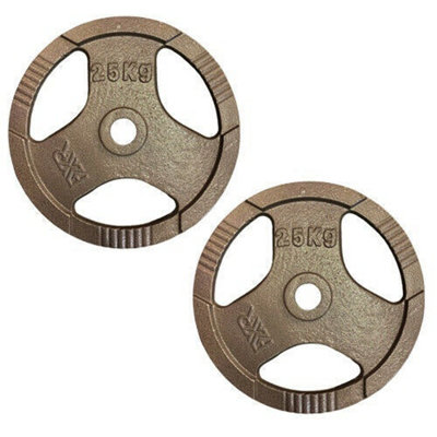 FXR Sports Standard 1" Tri-Grip Cast Iron Weight Plates2 X 25Kg from B&Q