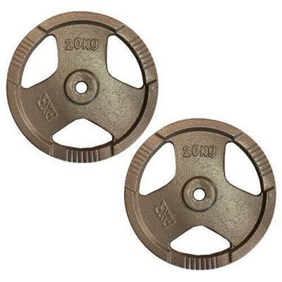 B&Q -  Standard 1" Tri-Grip Cast Iron Weight Plates2 X 20Kg