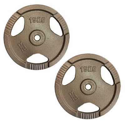 FXR Sports Standard 1" Tri-Grip Cast Iron Weight Plates2 X 15Kg from B&Q