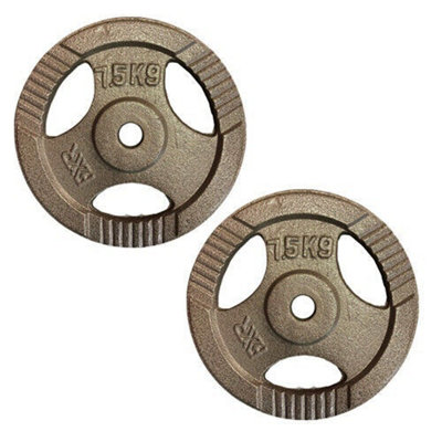 FXR Sports Standard 1" Tri-Grip Cast Iron Weight Plates2 X 7.5Kg from B&Q