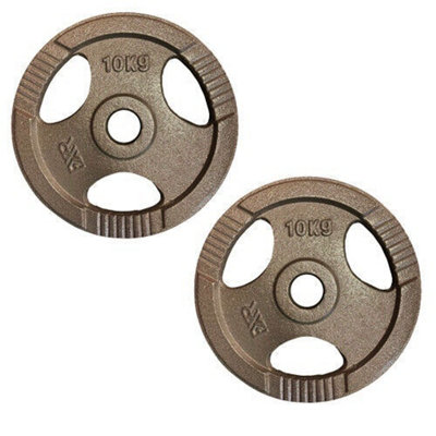 FXR Sports Olympic 2" Tri-Grip Cast Iron Weight Plates2 X 10Kg from B&Q