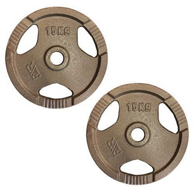 FXR Sports Olympic 2" Tri-Grip Cast Iron Weight Plates2 X 15Kg from B&Q