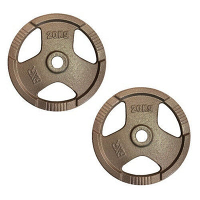 FXR Sports Olympic 2" Tri-Grip Cast Iron Weight Plates2 X 20Kg from B&Q