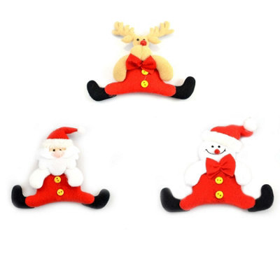Shatchi 3 Handmade Novelty Christmas Tree Hanging Xmas Home Decor Stocking Fillers Santa Snowman Reindeer Teddy from B&Q