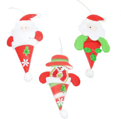 Shatchi 3 Soft Teddy Christmas Tree Hanging Xmas Novelty Home Decorations from B&Q