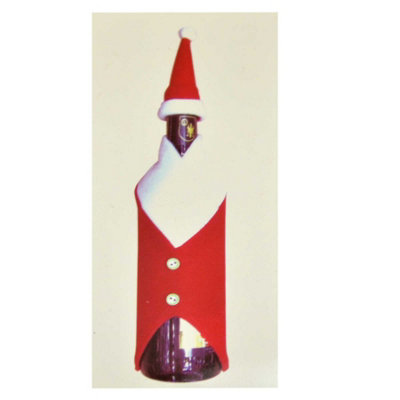 Shatchi Christmas Wine Bottle Cover Santa Sute Set Xmas Dinner Party DecorationsRed/white,1Pcs from B&Q