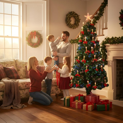 Shatchi 6Ft/180Cm Candle & Bow Fibre Optic Christmas Tree Led Pre-Lit from B&Q