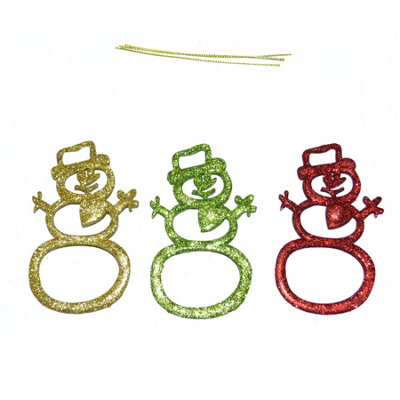 Shatchi 3Pcs Glitter Snowman Christmas Tree Xmas Party Hanging Ornament Decorations from B&Q