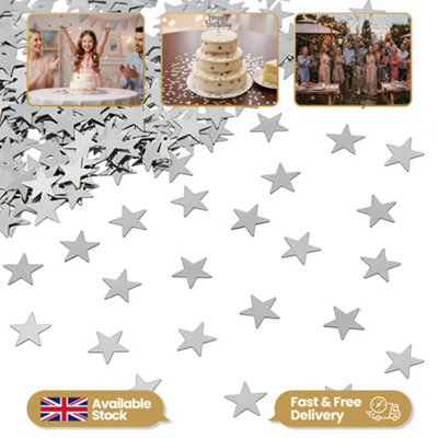 Shatchi Silver Star Confetti 14G Table Scatter Birthday Party Decorations from B&Q