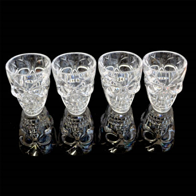 B&Q -  4Pcs Halloween 3D Skull Shot GlassesClear 55Ml Tableware For Striking Decor