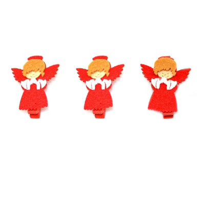 Shatchi Unisex Multicolor 3Pcs Wooden Peg Mini Cute Angle Design Clips Colourful Christmas Decorations, Multi - Image 3