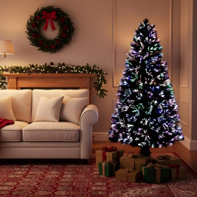 B&Q -  5Ft/150Cm Multicolour Fibre Optic Christmas Tree Led Pre-Lit