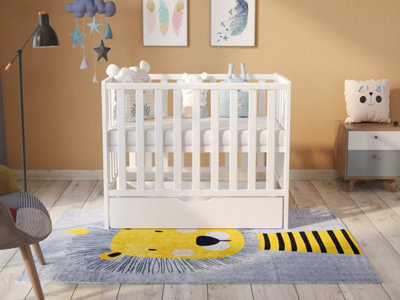B&Q -  Paris Space Saver Cot 100X50Cm With Drawer & Microfiber Quilted Mattress