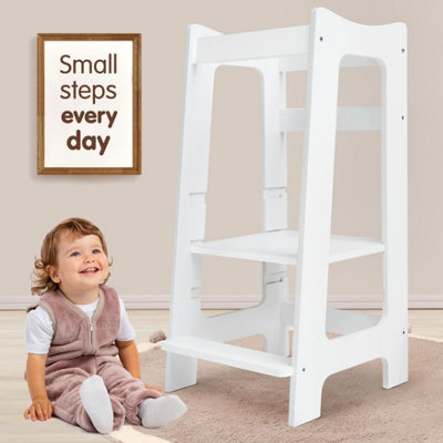 Love For Sleep Modern Montessori Learning Tower Wooden Kitchen Toddler Helper With 3 Adjustable Heights (White) from B&Q
