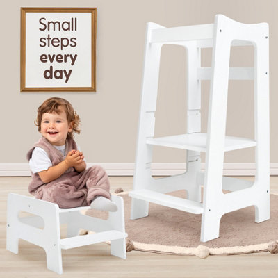 Love For Sleep 2-In-1 Modern  Montessori Learning Tower With Extra Step Stool (White) from B&Q