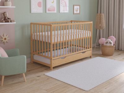 Love For Sleep Asher Cot Bed 120X60Cm With Drawer & Microfiber Quilted Mattress from B&Q