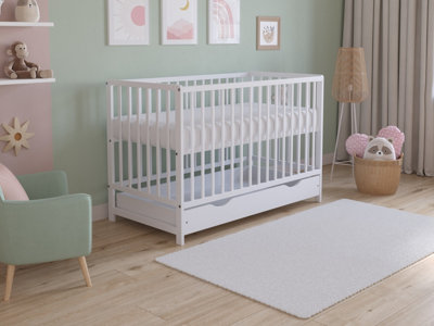 Love For Sleep Asher Cot Bed 120X60Cm With Drawer & Microfiber Quilted Mattress from B&Q