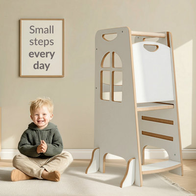 Love For Sleep Montessori Learning Tower Wooden Kitchen Helper With 3 Adjustable Heights from B&Q