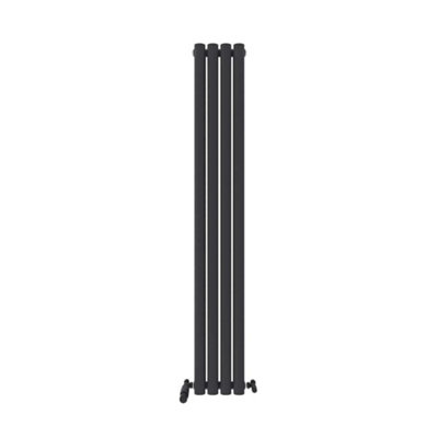 Ibathuk Princia Vertical Double Oval Panel Radiator 1600 X 240Mm- Anthracite/Grey